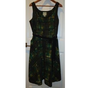 Anthropologie Maeve Plaid Green Dress w/ Pockets
